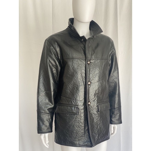 Jacket Faux Leather Italian Brand GV MADE IN ITALIA in 1973 Black VINTAGE, RARE - Picture 1 of 10